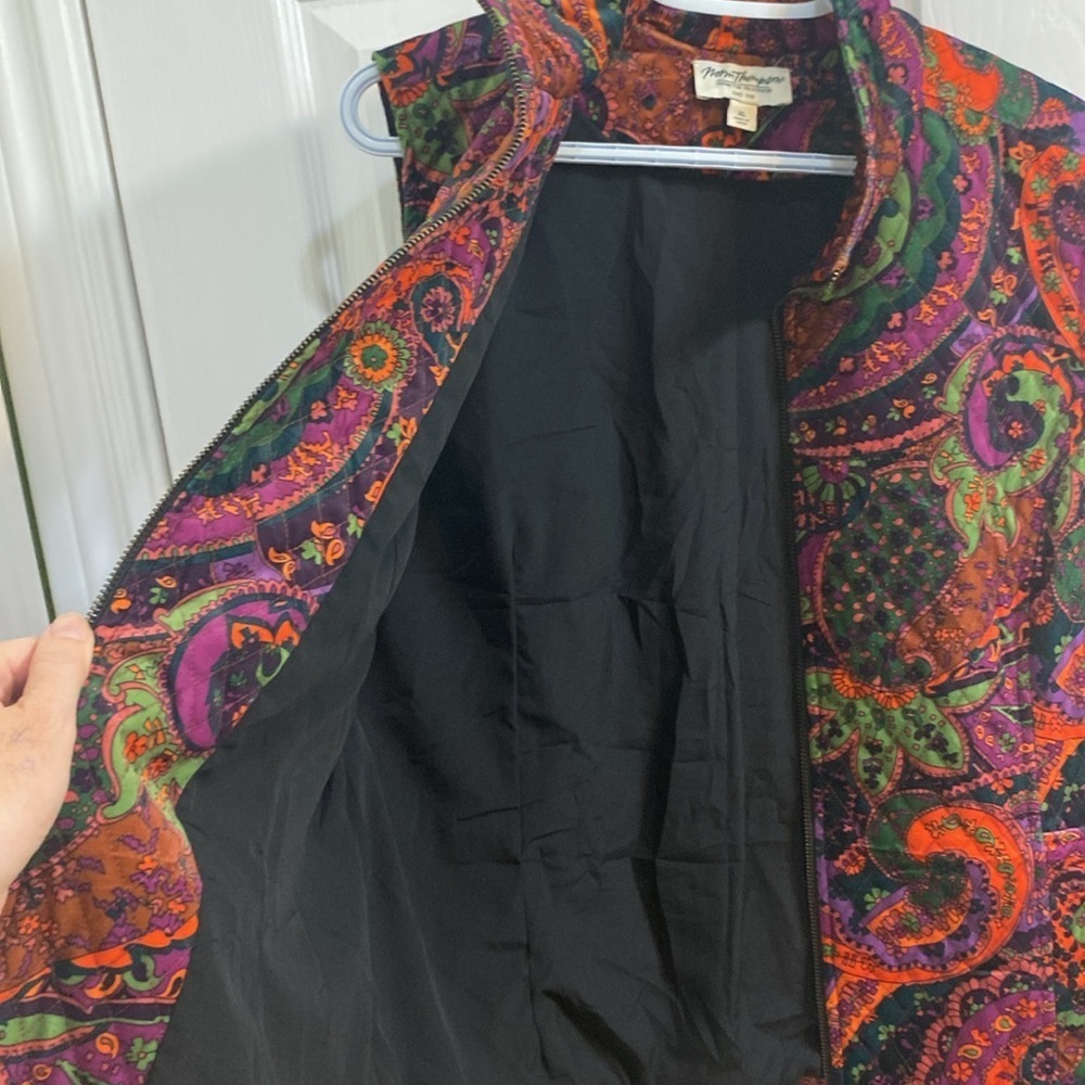 Norm Thompson Quilted Paisley Purple Velour Vest Collared Full Zip Women’s  XL - Picture 7 of 9